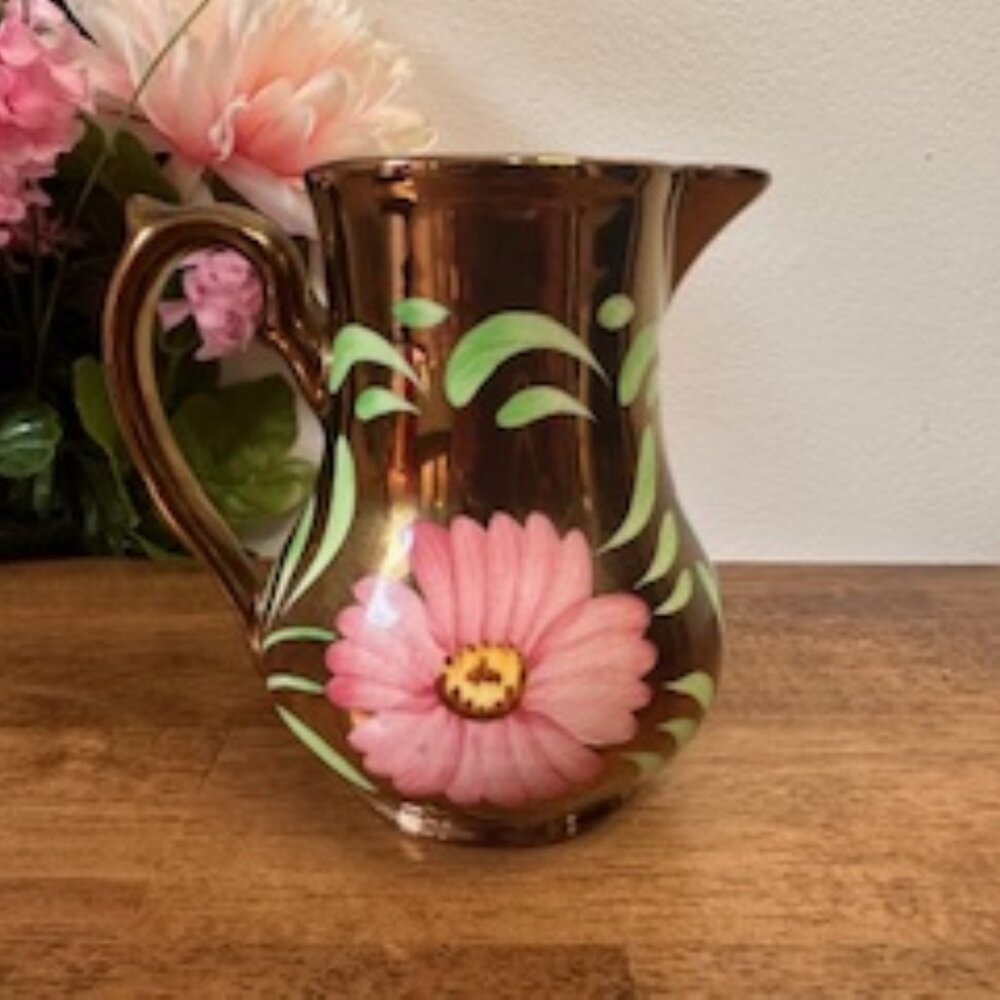 Vintage Wade Copper Luster‎ Ceramic Pitcher Gold Lustre Jug England 1950s
